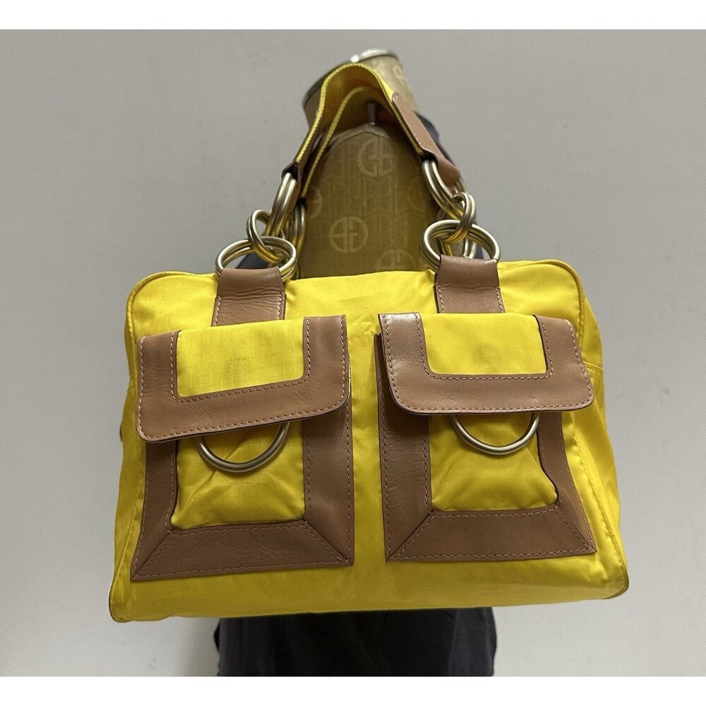 LeSportSac yellow/camel nylon and leather handbag purse